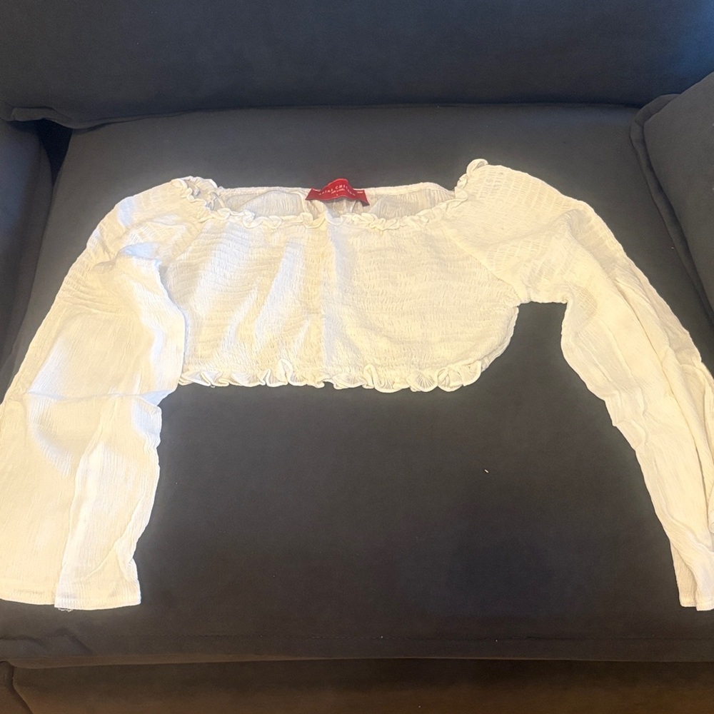 White Smocked Women's Top